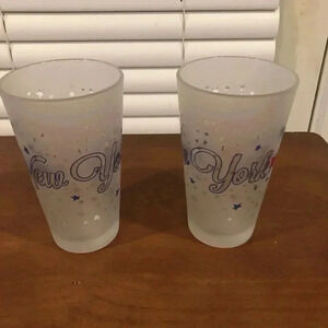 Frosted pair of glasses that say NEW YORK
